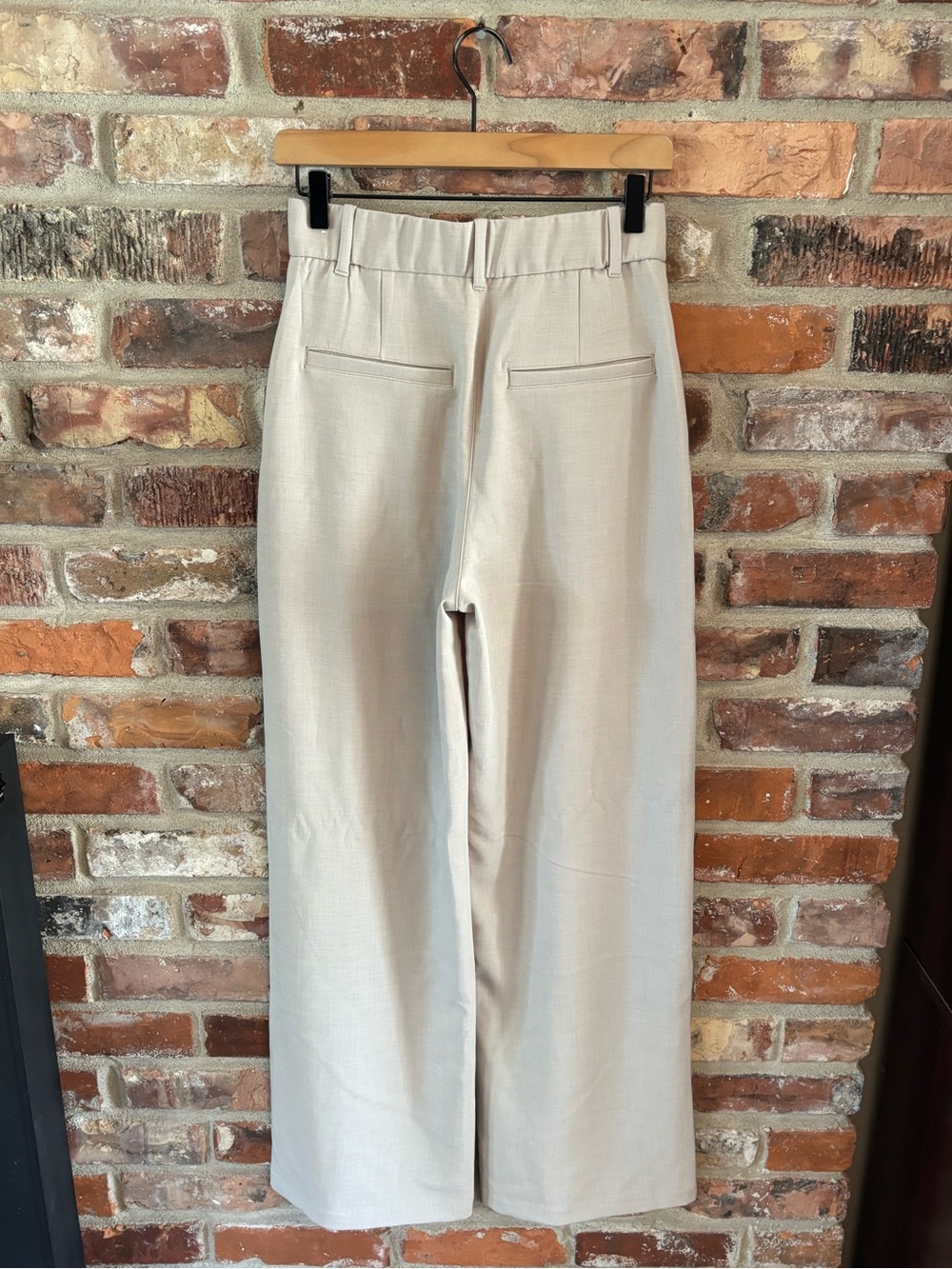 Abercrombie Ivory Pleated Wide Leg Trouser Pants, Small Long - Picture 5 of 8